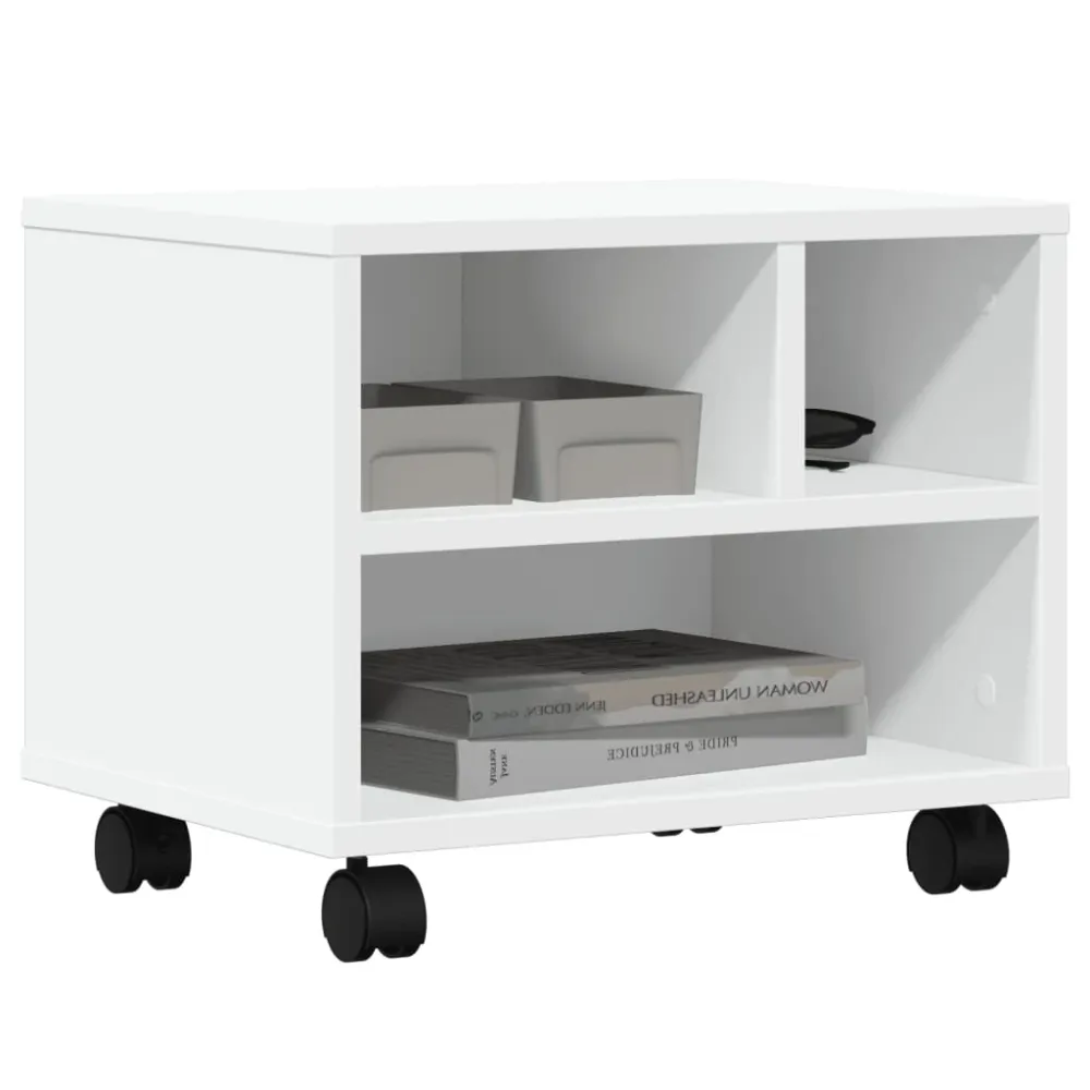 Support d'imprimante table meuble bureau avec roulettes 41 x 32 x 34,5 cm blanc 02_0044741