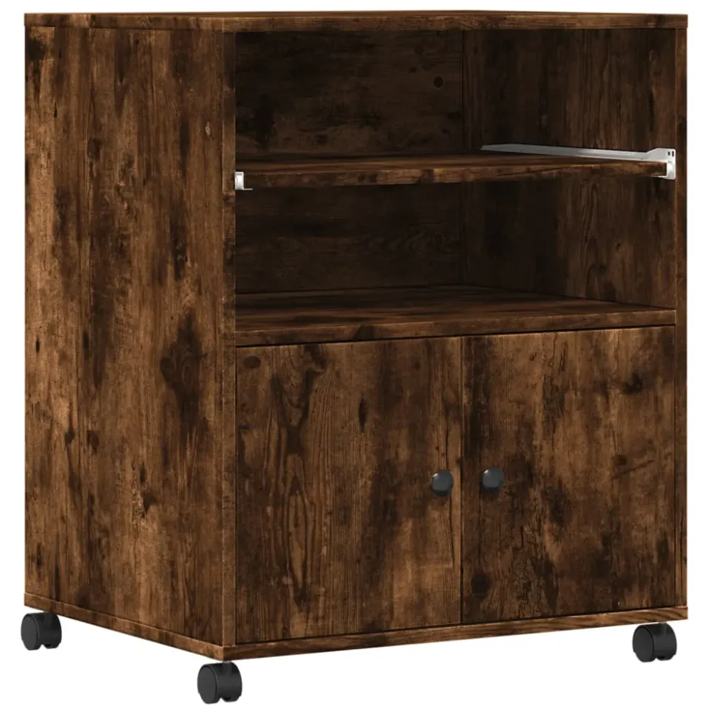 Support d'imprimante table meuble bureau avec roulettes 60 x 48 x 74 cm marron 02_0044757