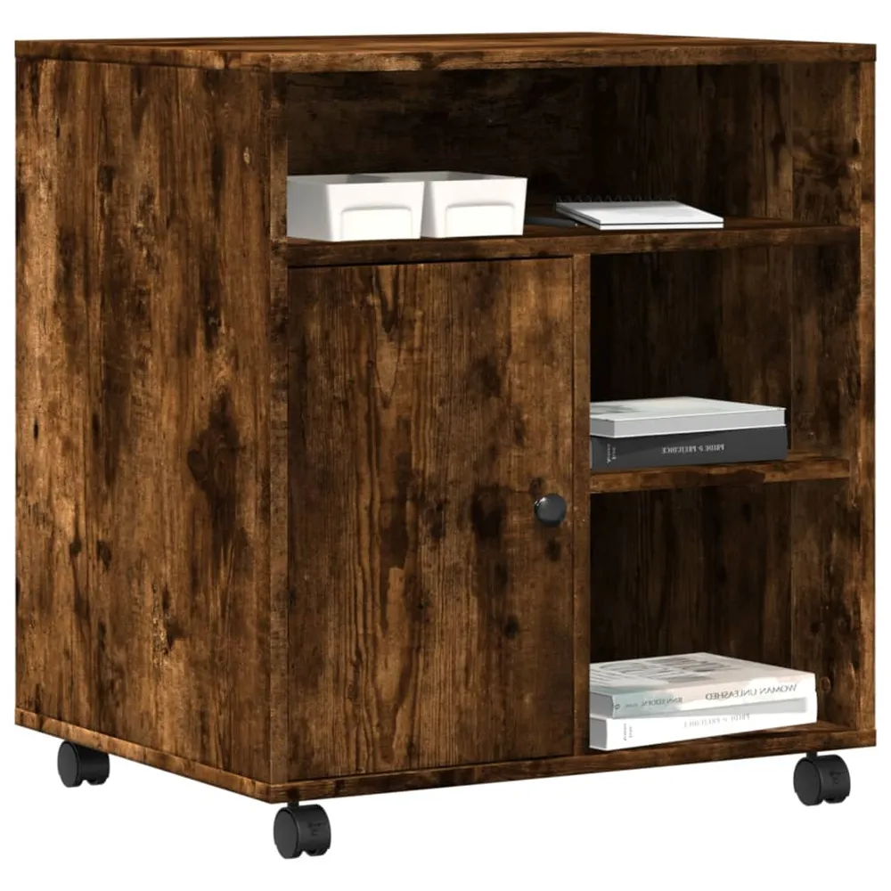 Support d'imprimante table meuble bureau avec roulettes 60 x 50 x 67 cm marron 02_0044762
