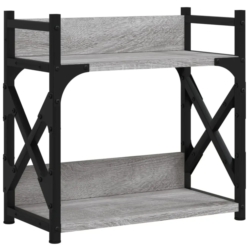 Support d'imprimante table meuble bureau à 2 niveaux sonoma 40 x 20 x 40 cm gris 02_0044794