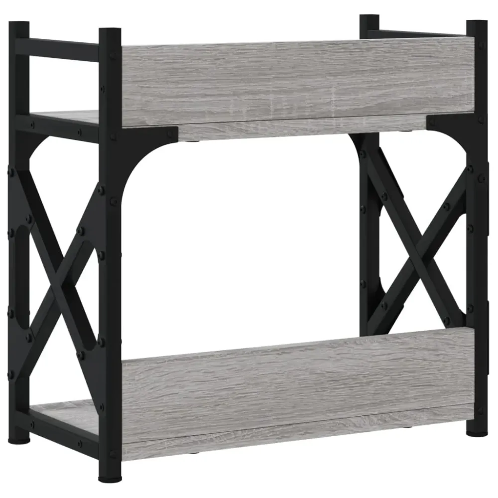 Support d'imprimante table meuble bureau à 2 niveaux sonoma 40 x 20 x 40 cm gris 02_0044794