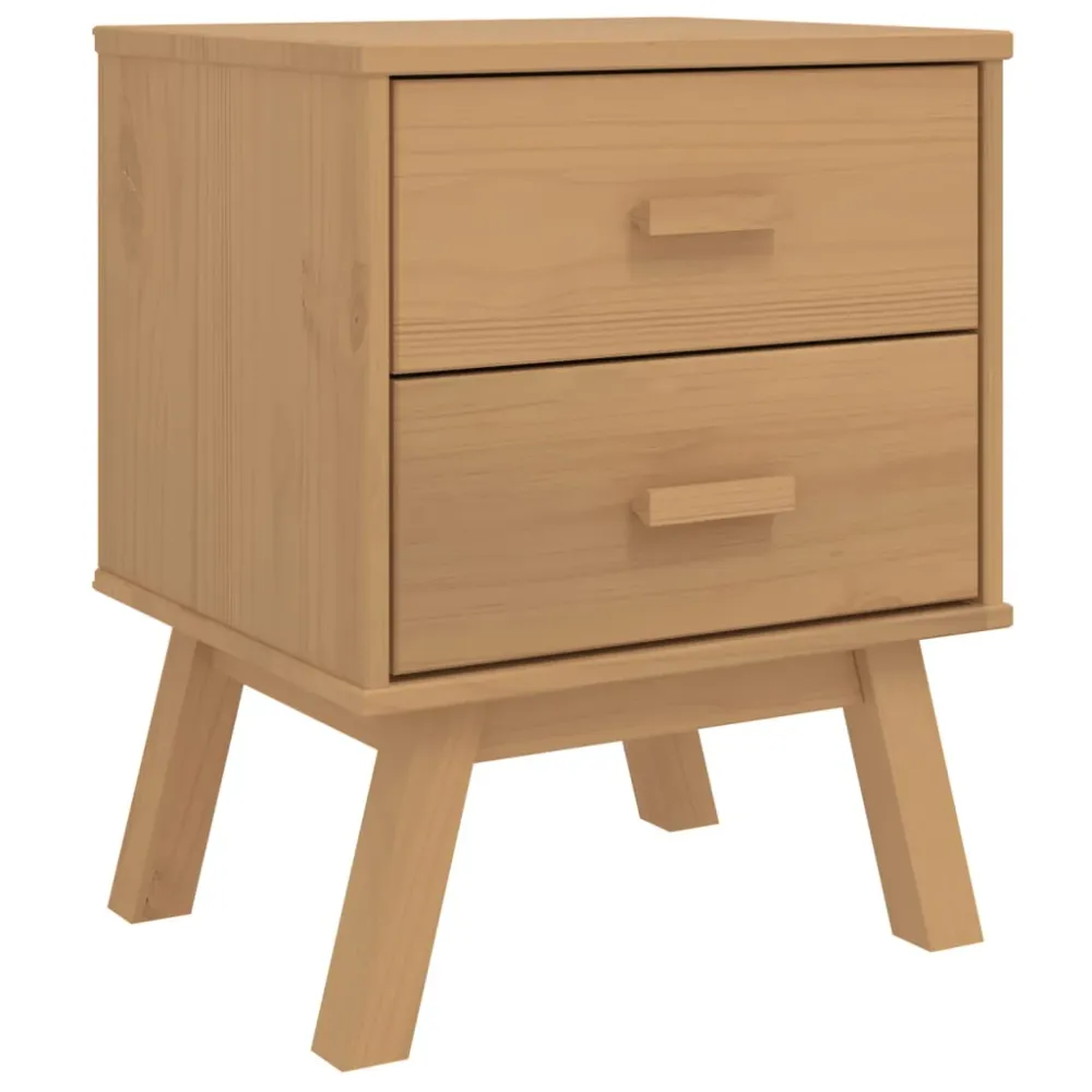 Table de chevet avec deux tiroirs 45 x 39 x 57 cm en bois de pin DEC034538