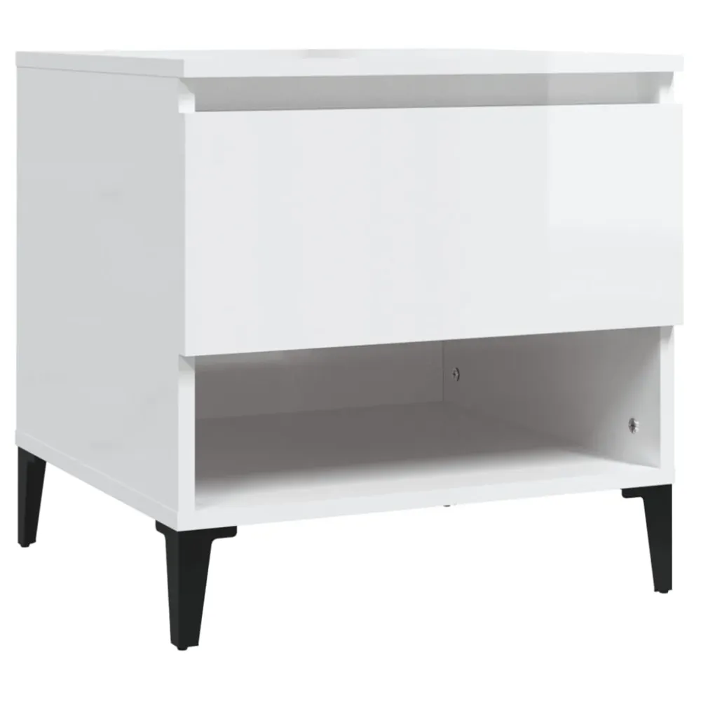 Table d'appoint avec tiroir bout de canapé 50 x 46 x 50 cm bois d'ingénierie blanc brilliant DEC032369