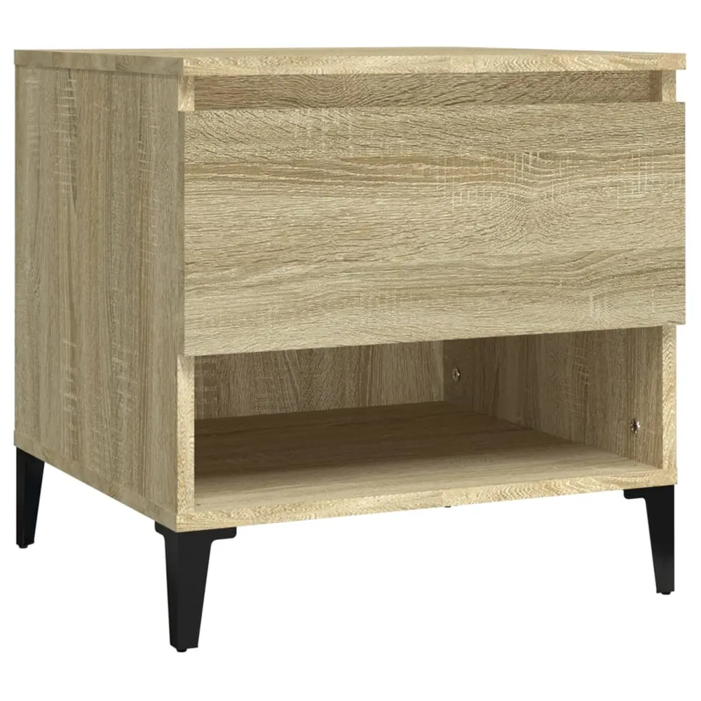Table d'appoint bout de canapé console avec tiroir 50 x 46 x 50 cm bois d'ingénierie couleur chêne DEC032422