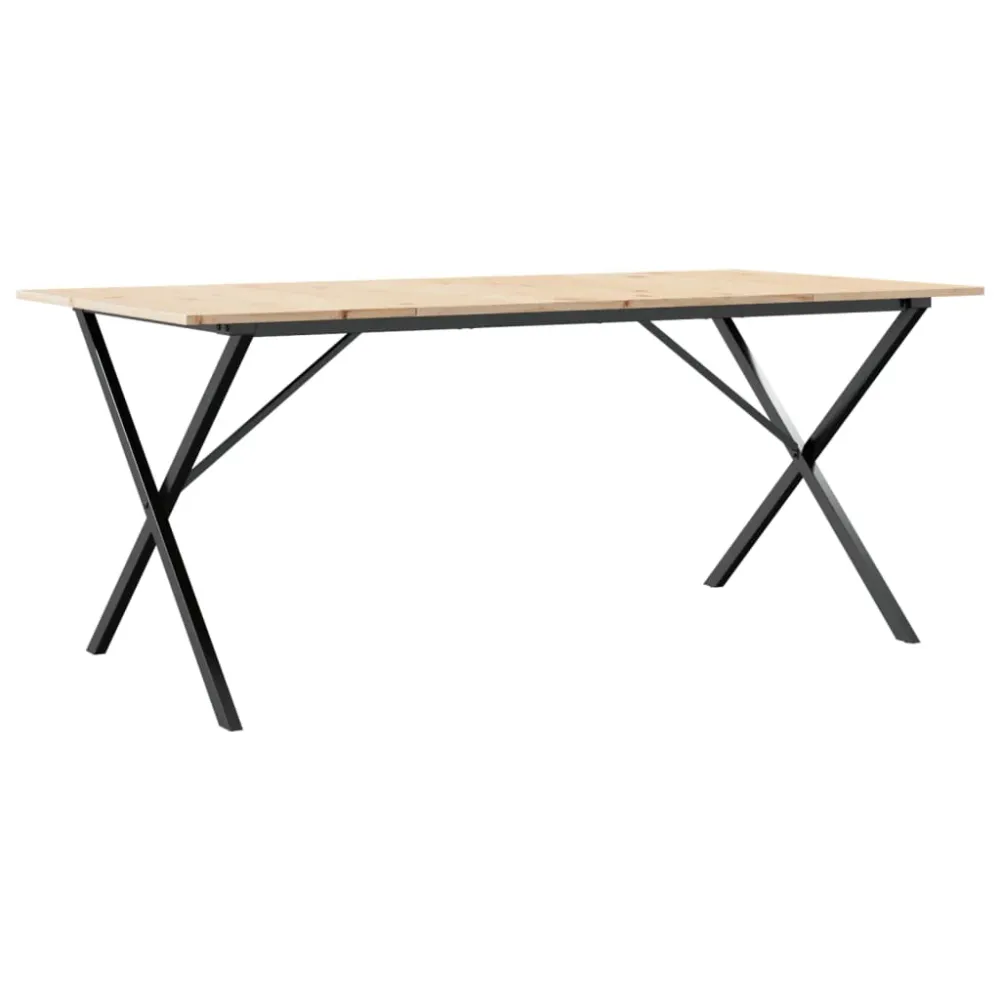 Table de salle à manger design industriel 180 x 90 x 75 cm bois de pin massif et acier DEC036806