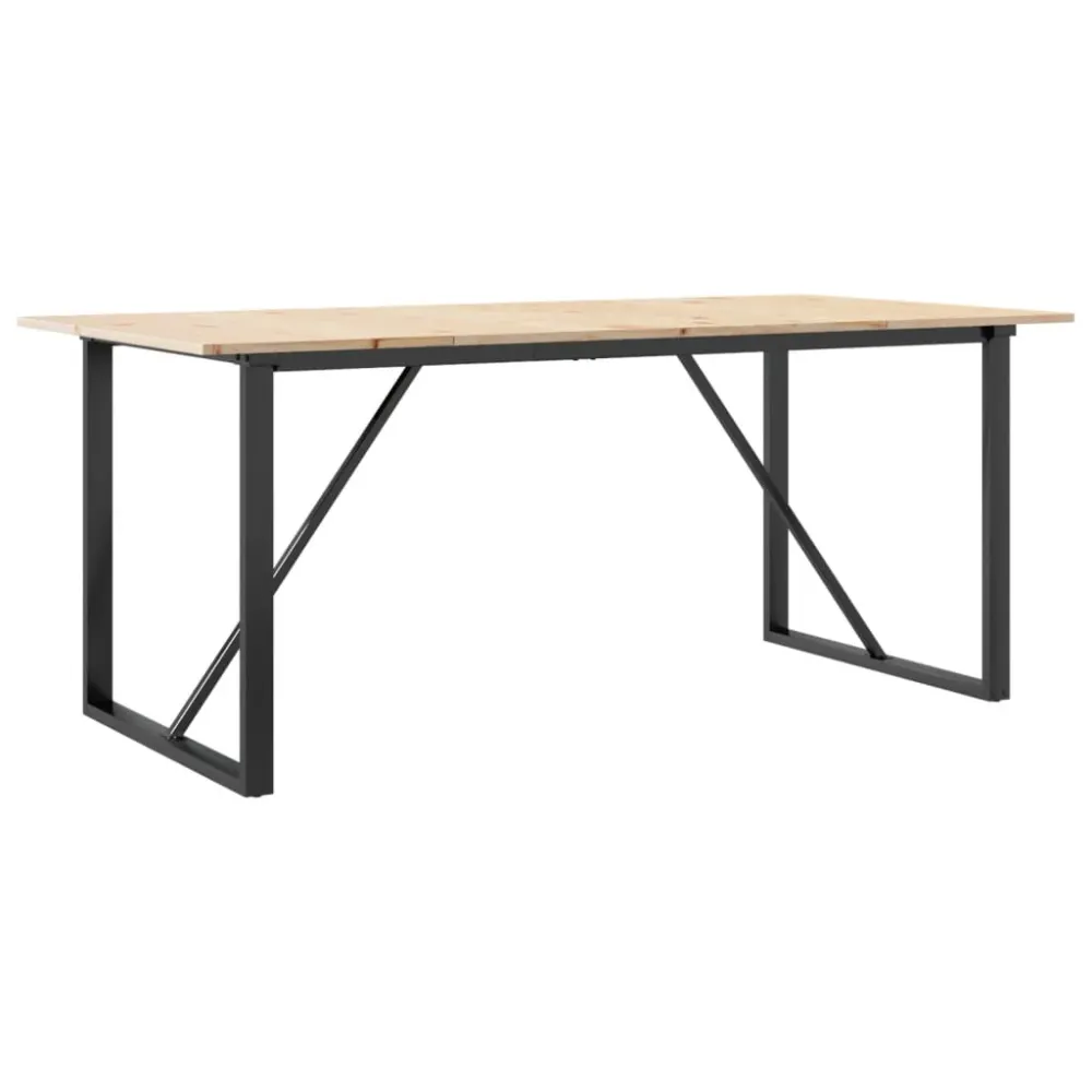 Table de salle à manger design industriel 180 x 90 x 75 cm bois de pin massif et acier DEC036786