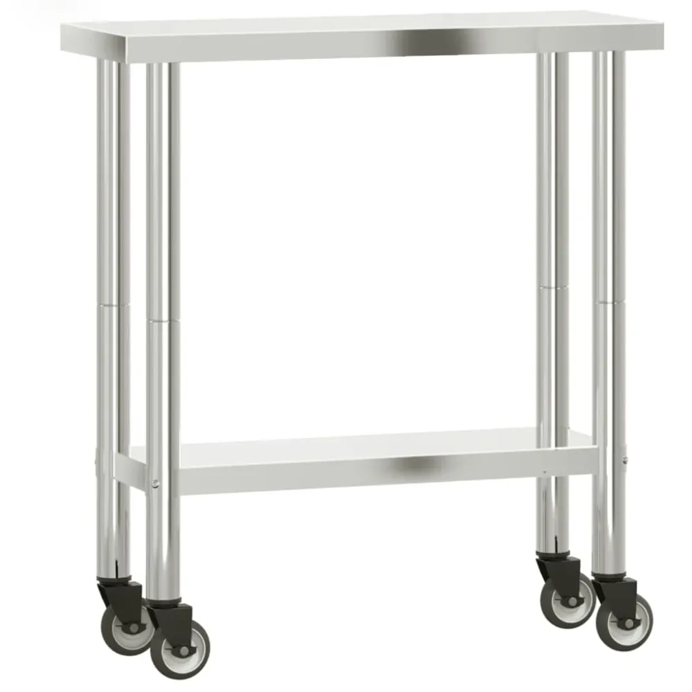 Table de travail de cuisine professionnelle avec roues 82,5 x 30 x 85 cm acier inoxydable 02_0045416