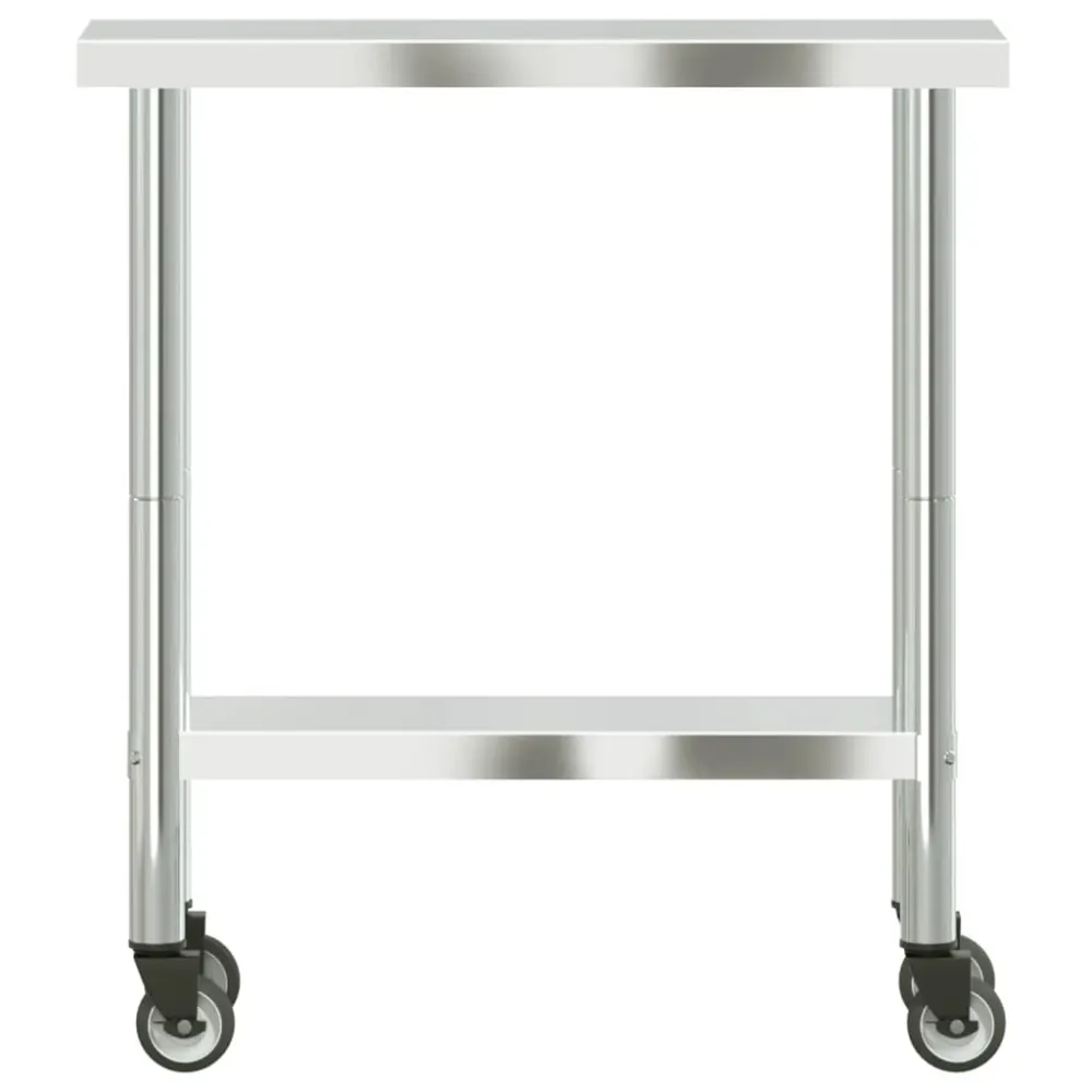 Table de travail de cuisine professionnelle avec roues 82,5 x 30 x 85 cm acier inoxydable 02_0045416