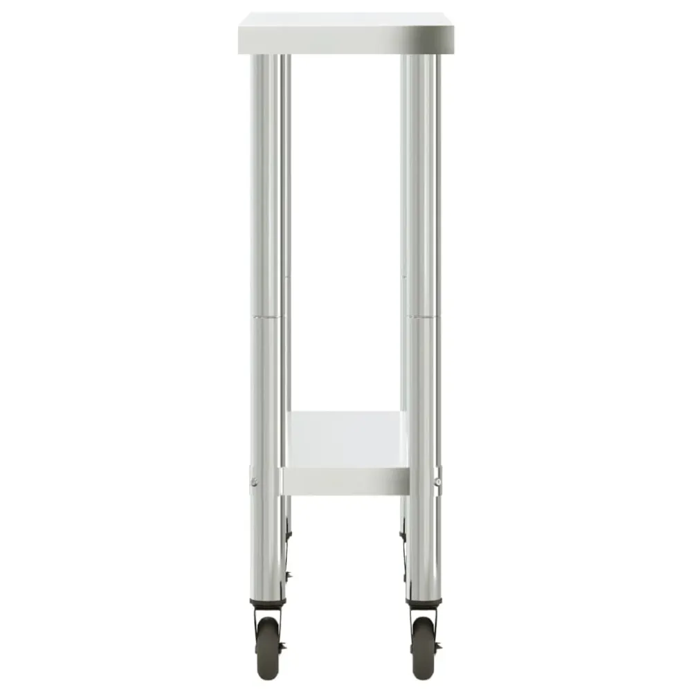 Table de travail de cuisine professionnelle avec roues 82,5 x 30 x 85 cm acier inoxydable 02_0045416