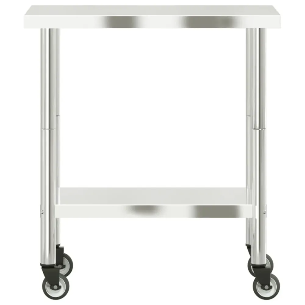 Table de travail de cuisine professionnelle avec roues 82,5 x 55 x 85 cm acier inoxydable 02_0045417