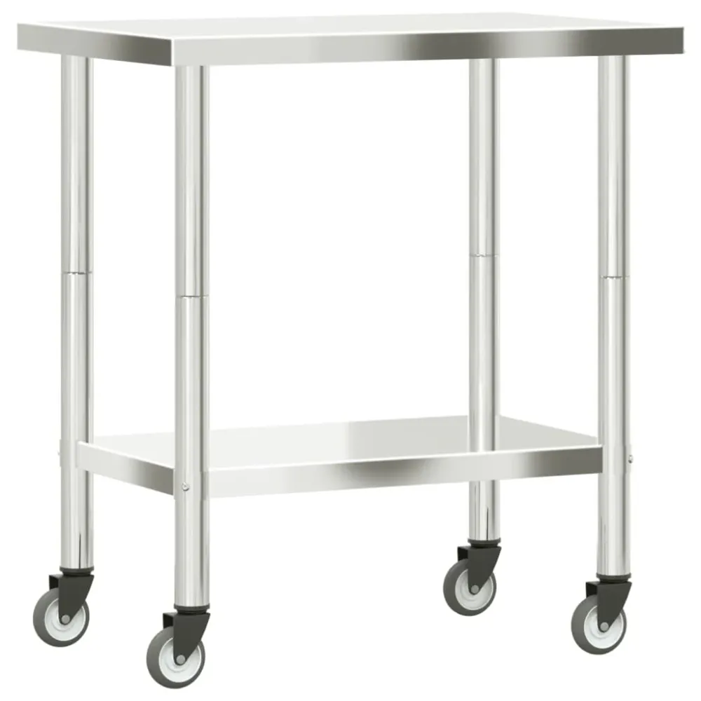 Table de travail de cuisine professionnelle avec roues 82,5 x 55 x 85 cm acier inoxydable 02_0045417