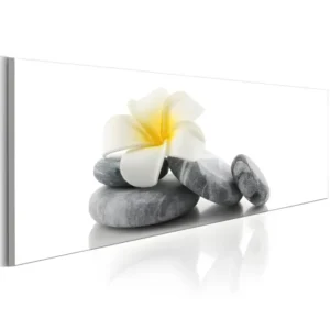 Tableau Zen Blanc pur Lotus : Taille - 135 x 45 cm