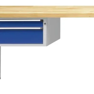 Établi combiné ANKE; 1500x700 mm; RAL 7035/5010; Armoire inférieure gauche (V-BL) 660x615x330 mm 2 tiroirs 90 180 mm chois...