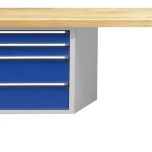 Établi combiné ANKE; 1500x700 mm; RAL 7035/5010; Élément bas gauche 660x615x600 mm 4 tiroirs 90 90 180 180 mm se procurer...