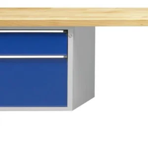 Établi combiné ANKE; 1500x700 mm; RAL 7035/5010; Armoire inférieure gauche (V-BL) 660x615x600 mm 2 tiroirs 180 360 mm se f...
