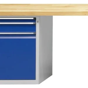 Établi combiné ANKE; 1500x700 mm; RAL 7035/5010; Élément bas gauche 660x615 mm 2 tiroirs 60 120 mm; 1 porte magasiner à ba...