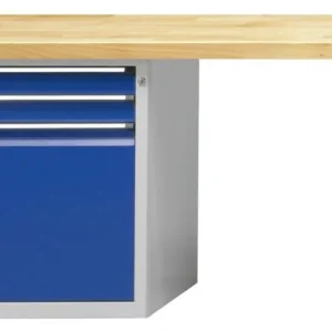 Établi combiné ANKE; 1500x700 mm; RAL 7035/5010; Élément bas gauche 660x615 mm 2 tiroirs 90 mm; 1 porte 540 mm prendre à b...