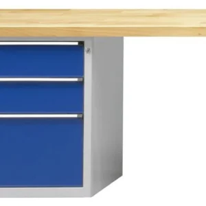 Établi combiné ANKE; 1500x700 mm; RAL 7035/5010; Élément bas gauche 660x615 mm 3 tiroirs 180 180 360 mm acquérir à bas prix