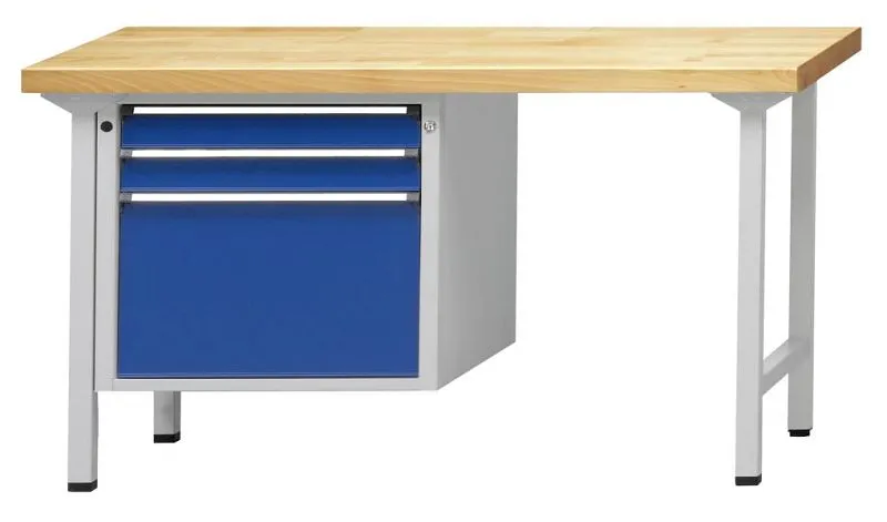 Établi combiné ANKE; 1500x700 mm; RAL 7035/5010; Élément bas gauche 660x615x600 mm 3 tiroirs 90 90 360 mm magasiner à bas...