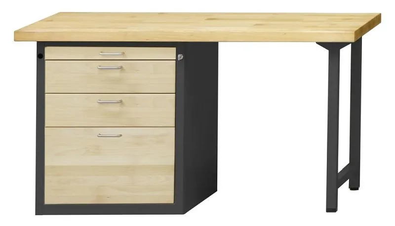 Établi combiné ANKE; 1500x700mm; Hêtre plaque résistant; Élément bas gauche 660x615 mm 4 tiroirs 60 150 150 360 mm acheter...