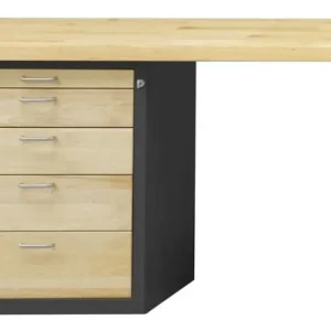 Établi combiné ANKE; 1500x700mm; Hêtre plaque ferme; Élément bas gauche 660x615 mm 5 tiroirs 60 120 150 180 210 mm acheter...