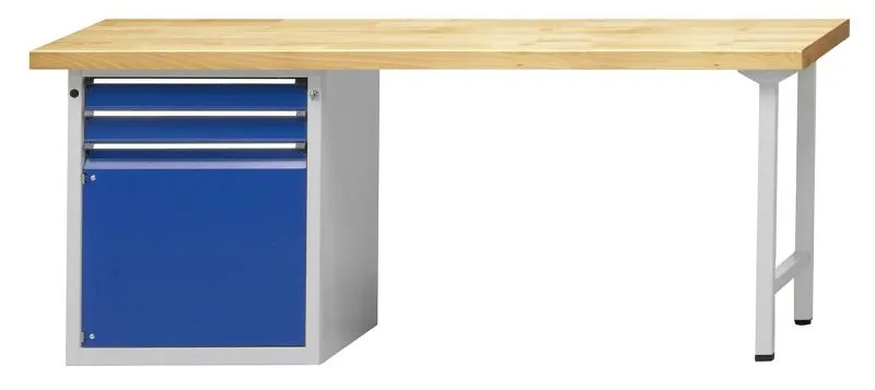 Établi combiné ANKE; 2000x700 mm; RAL 7035/5010; Élément bas gauche 660x615 mm 2 tiroirs 90 mm; 1 porte 540 mm commander à...