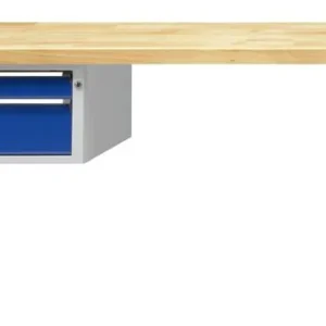 Établi combiné ANKE; 2000x700 mm; RAL 7035/5010; Armoire inférieure gauche (V-BL) 660x615x330 mm 2 tiroirs 90 180 mm prend...