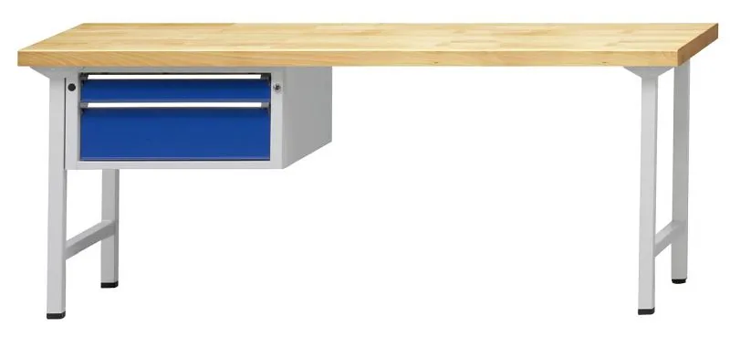 Établi combiné ANKE; 2000x700 mm; RAL 7035/5010; Armoire inférieure gauche (V-BL) 660x615x330 mm 2 tiroirs 90 180 mm prend...
