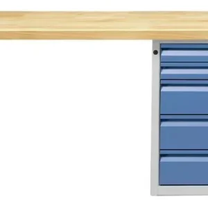 Établi combiné ANKE; 2000x700mm; RAL 7035/5012; Élément bas droit 625x640x800 mm 5 tiroirs 8585170170170 mm acquérir à bas...