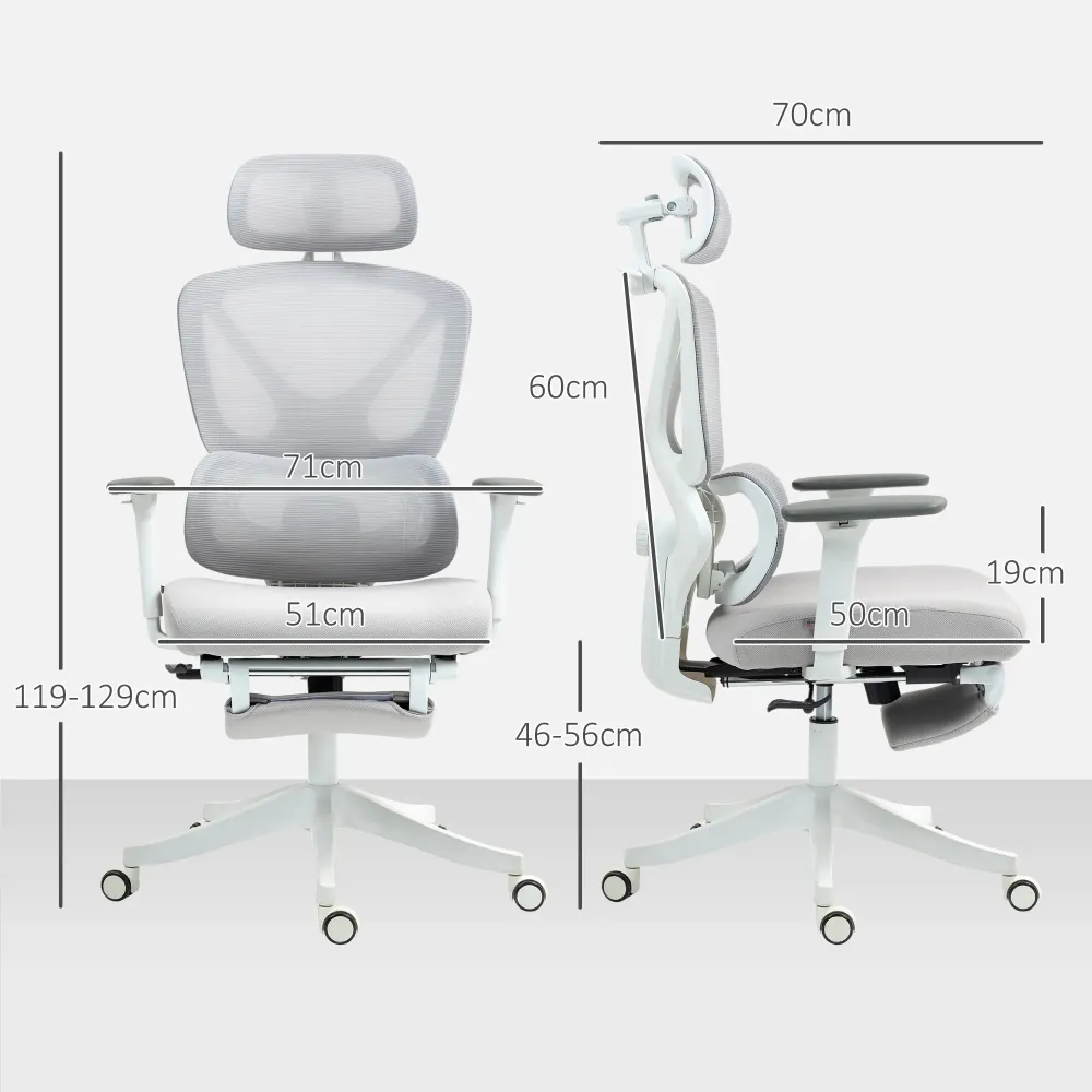 Chaise bureau fauteuil de bureau - hauteur réglable, dossier inclinable, accoudoirs 3D, appui-tête rotatif, soutien lombai...