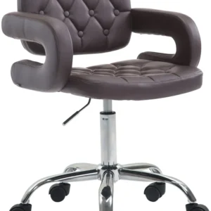 Chaise de bureau réglable en hauteur pivotante dossier capitonné et accoudoir contemporain synthétique marron BUR10412