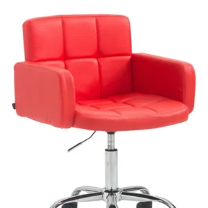 Chaise de bureau à roulettes avec dossier et accoudoirs en synthétique rouge FAL10157