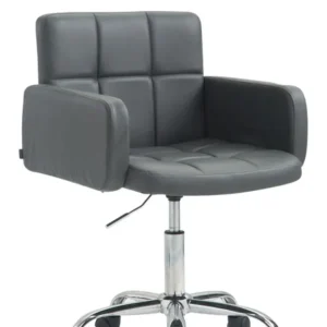 Chaise de bureau à roulettes avec dossier et accoudoirs en synthétique gris FAL10154