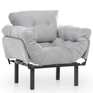 Fauteuil avec accoudoirs mobiles Tresa Velours Gris évident