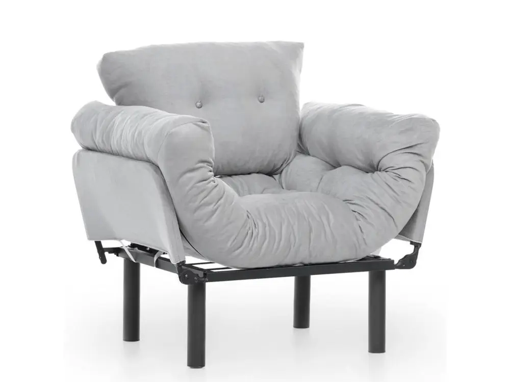 Fauteuil avec accoudoirs mobiles Tresa Velours Gris évident