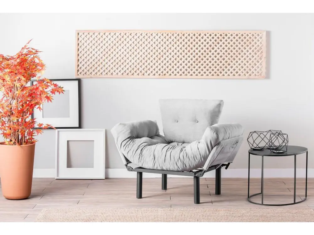 Fauteuil avec accoudoirs mobiles Tresa Velours Gris évident