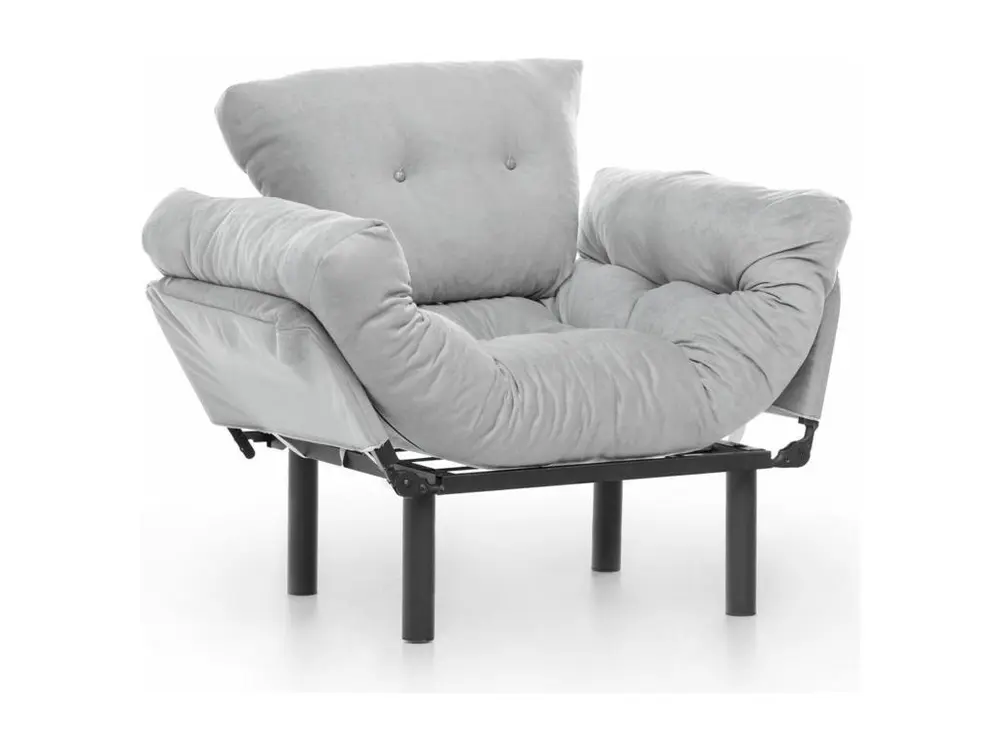 Fauteuil avec accoudoirs mobiles Tresa Velours Gris évident