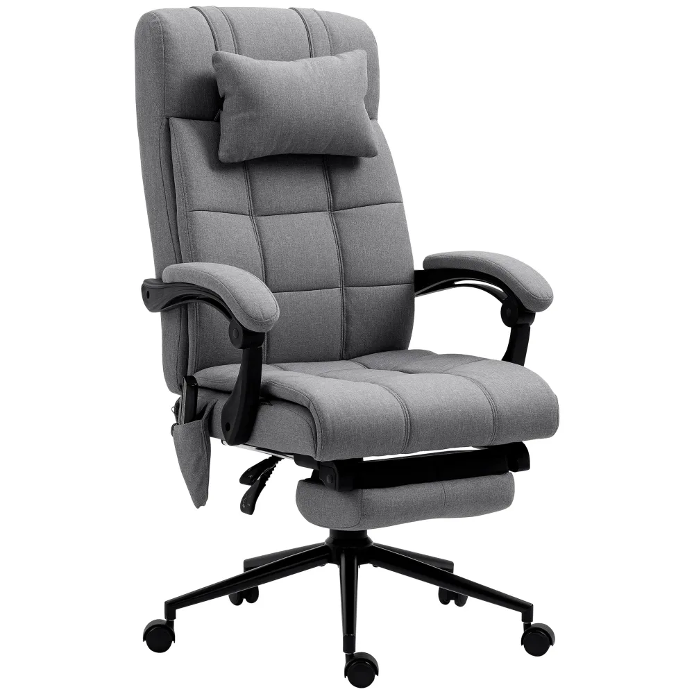 Fauteuil de bureau avec massage et chauffant, chaise de bureau ergonomique, repose-pied, vérin à gaz TUV, appuie-tête amov...