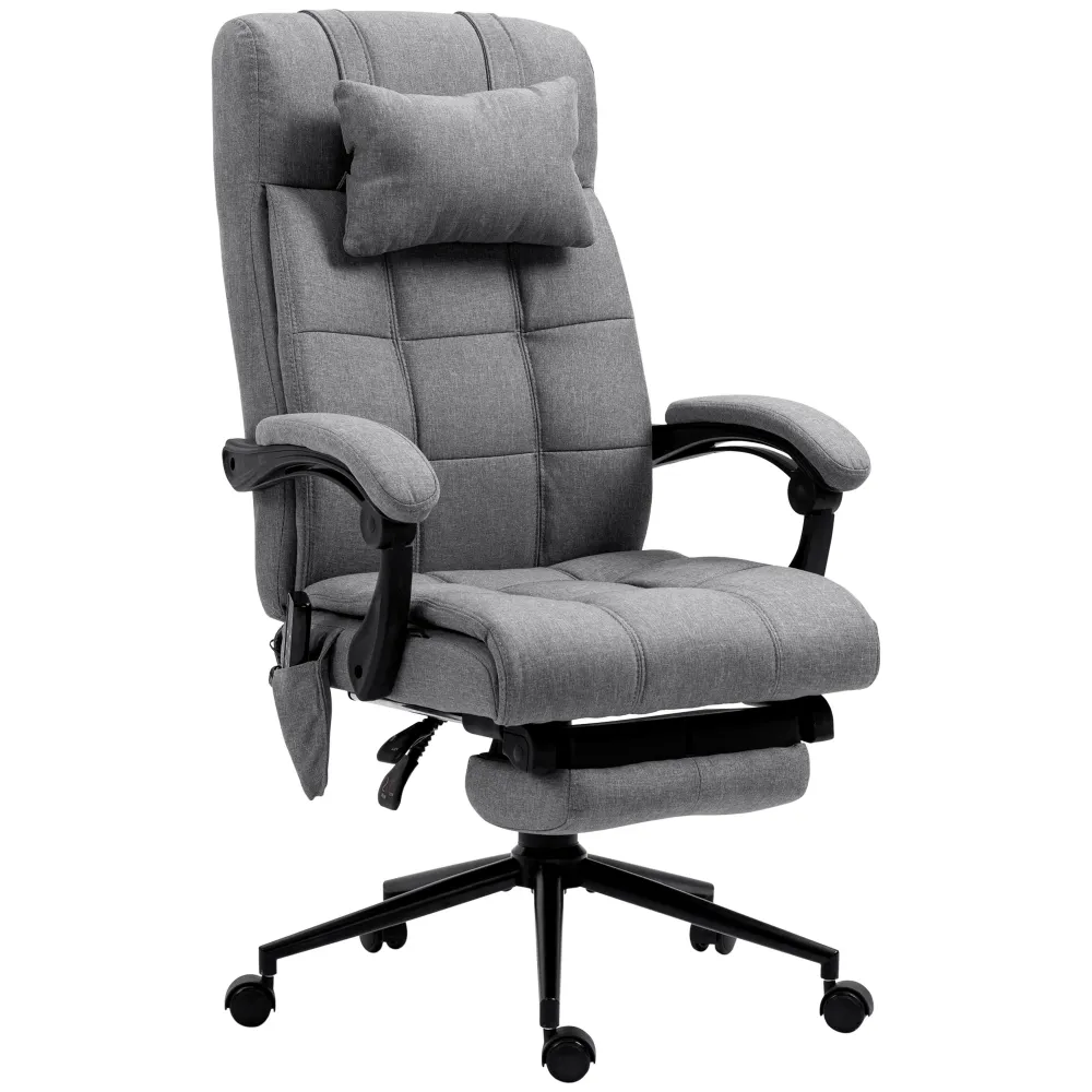 Fauteuil de bureau avec massage et chauffant, chaise de bureau ergonomique, repose-pied, vérin à gaz TUV, appuie-tête amov...