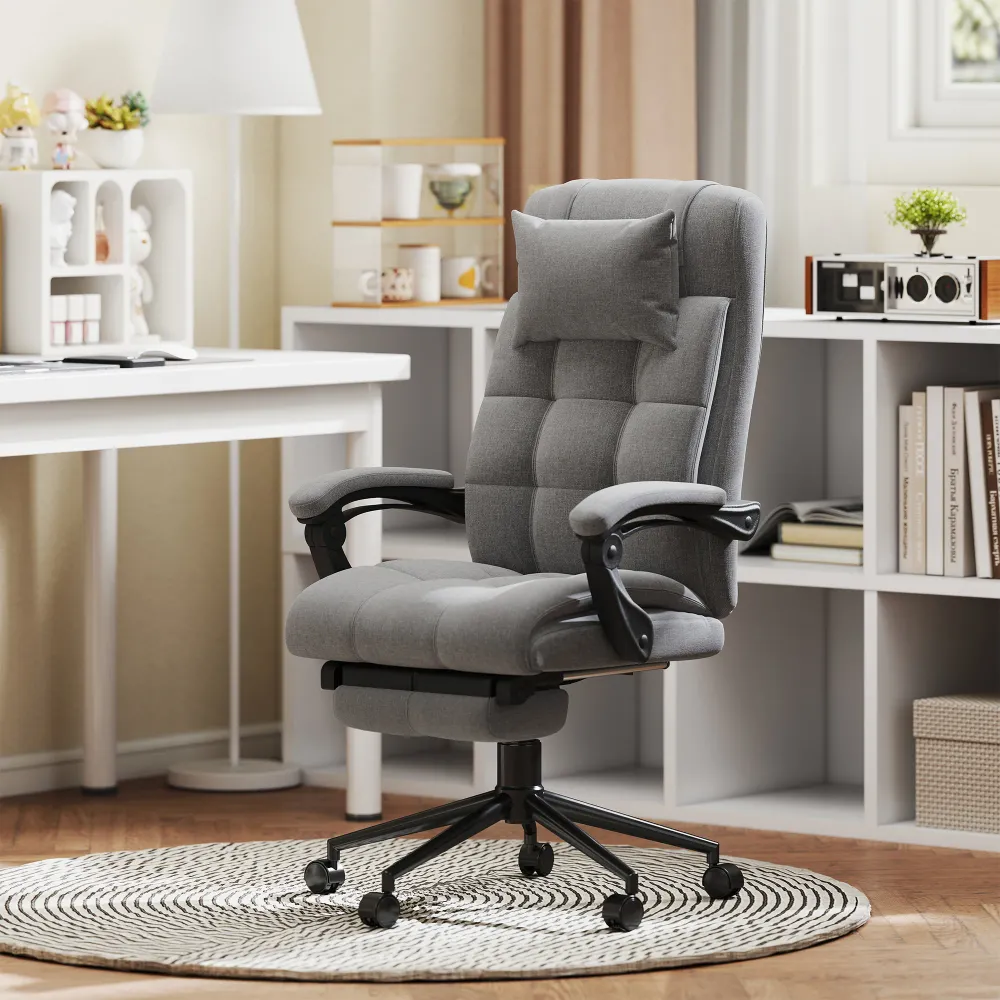 Fauteuil de bureau avec massage et chauffant, chaise de bureau ergonomique, repose-pied, vérin à gaz TUV, appuie-tête amov...