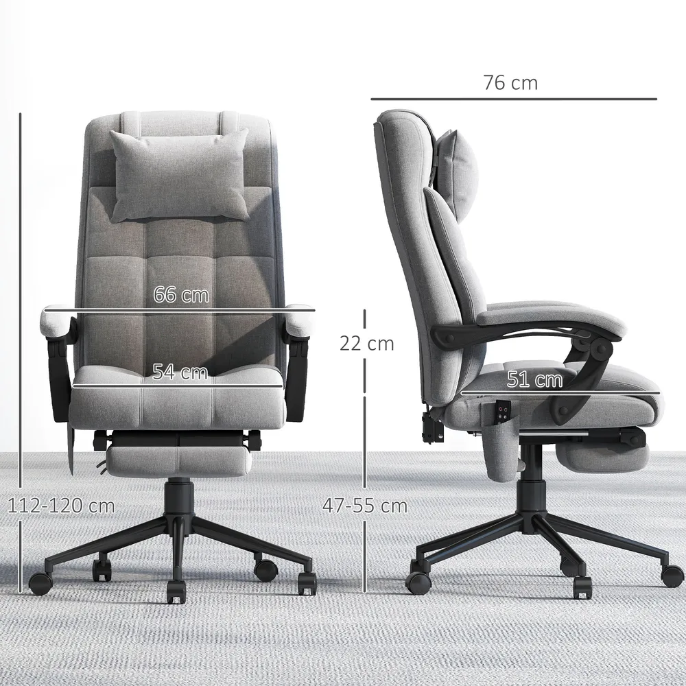 Fauteuil de bureau avec massage et chauffant, chaise de bureau ergonomique, repose-pied, vérin à gaz TUV, appuie-tête amov...