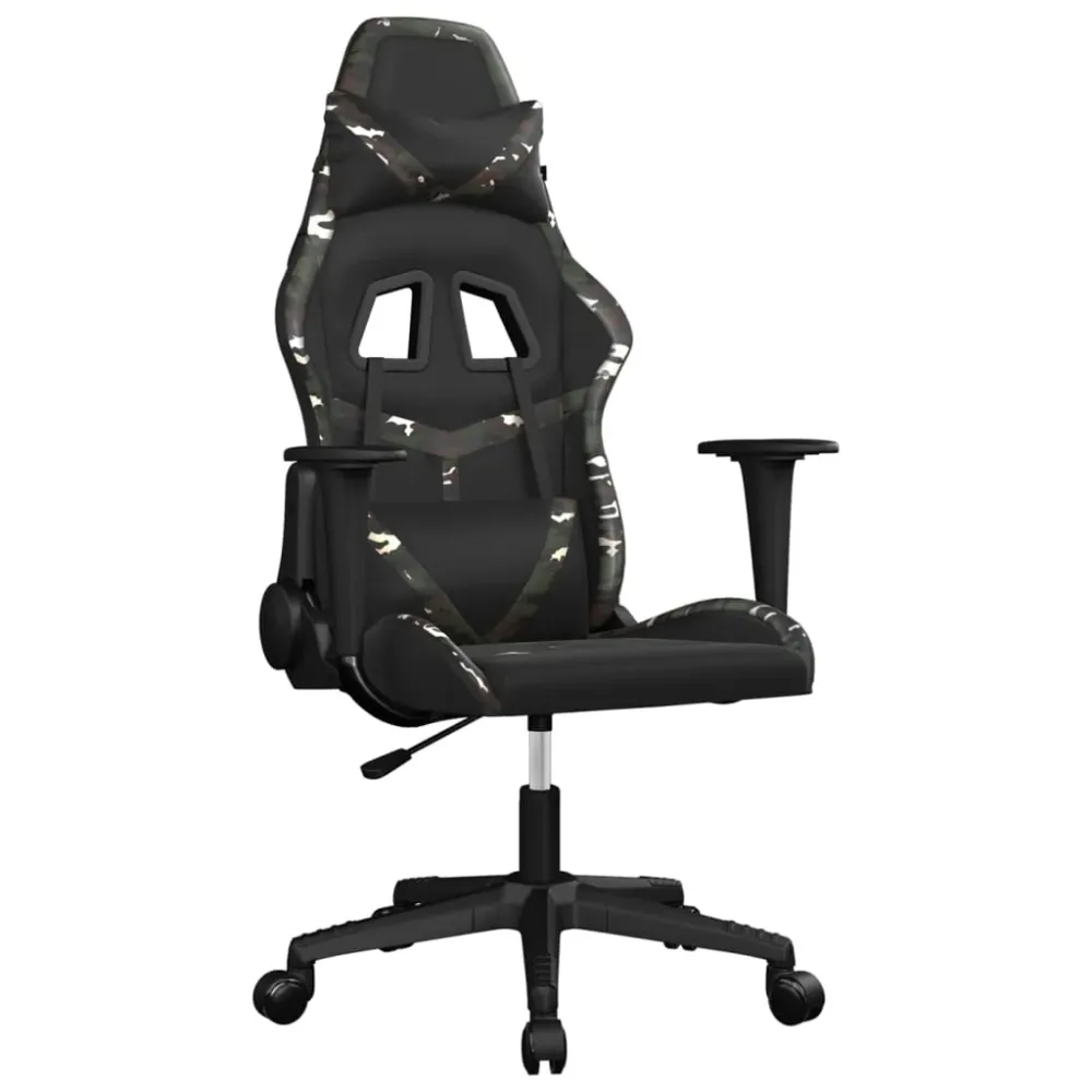 Fauteuil de bureau chaise gaming sur roulettes accoudoirs design camouflage en VINYLE vert DEC025966