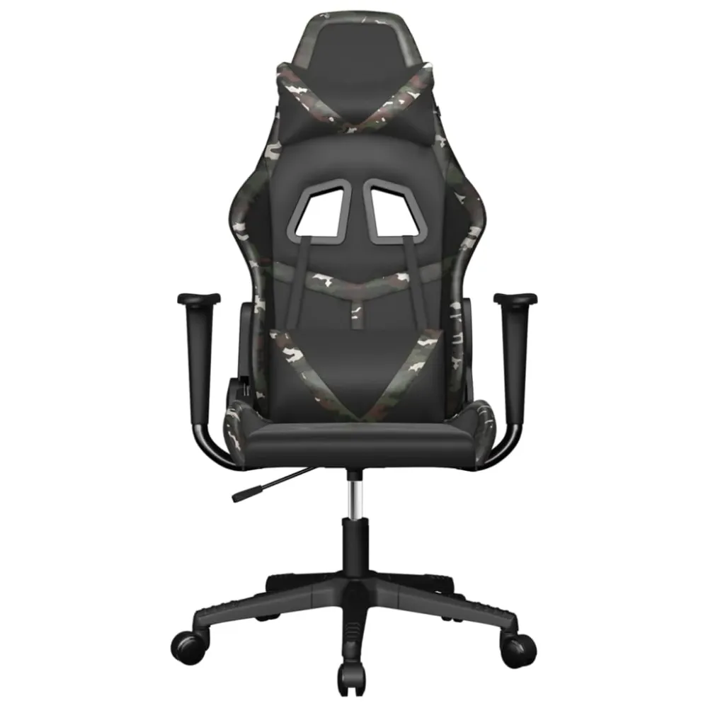 Fauteuil de bureau chaise gaming sur roulettes accoudoirs design camouflage en VINYLE vert DEC025966