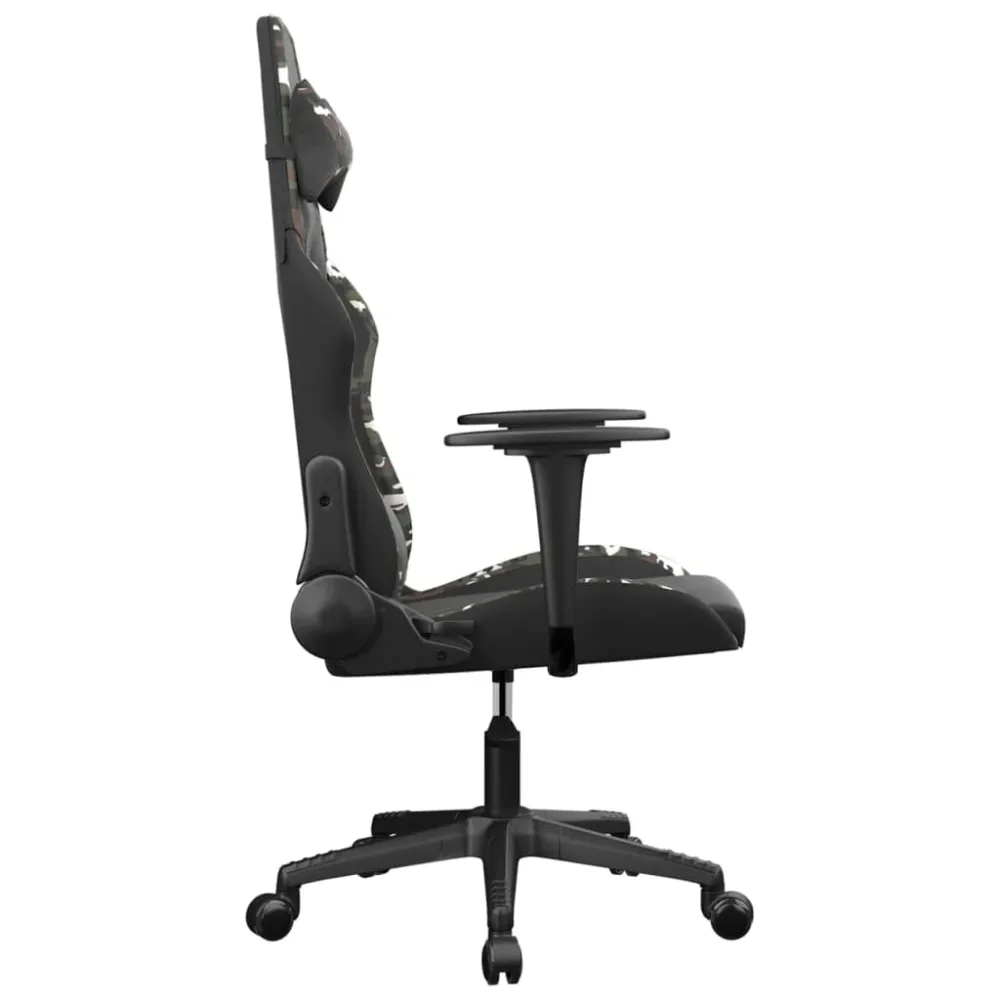 Fauteuil de bureau chaise gaming sur roulettes accoudoirs design camouflage en VINYLE vert DEC025966