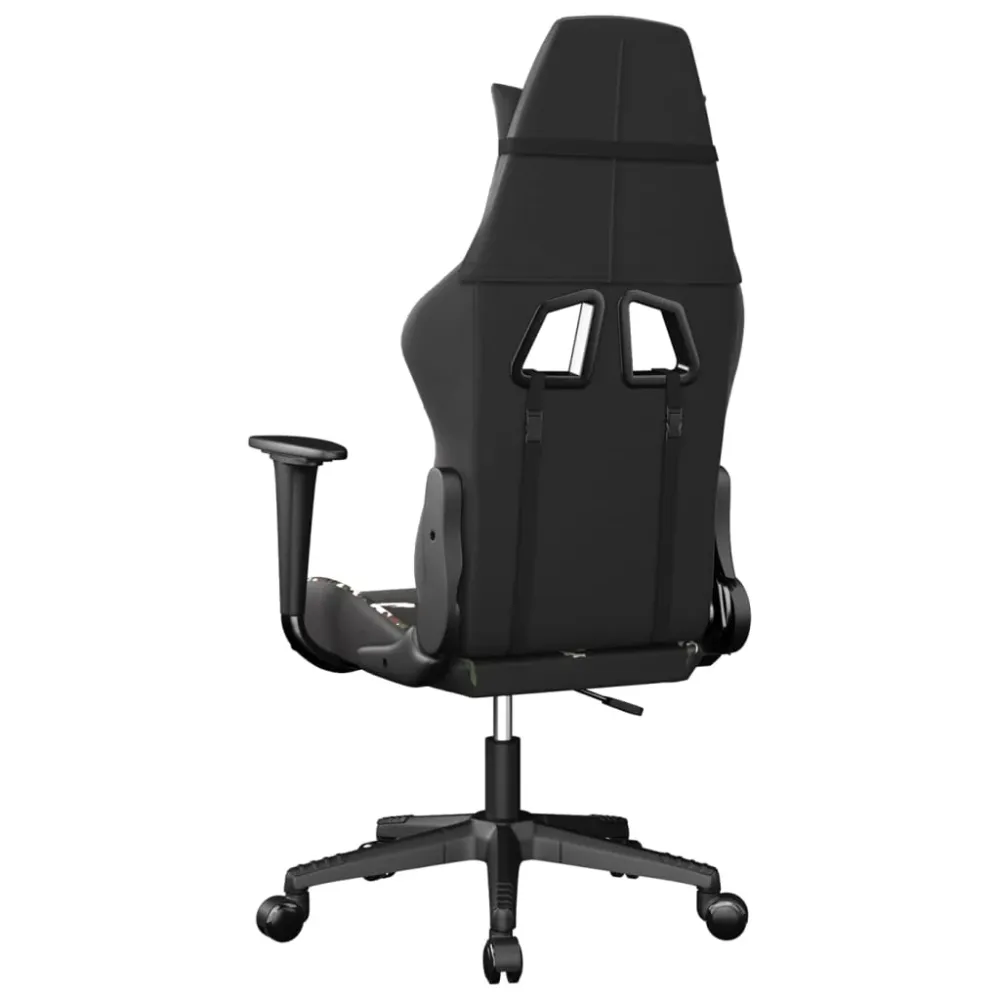 Fauteuil de bureau chaise gaming sur roulettes accoudoirs design camouflage en VINYLE vert DEC025966