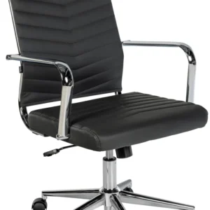 Fauteuil de bureau dossier ergonomique accoudoirs en similicuir noir cadre en métal 10_0006913