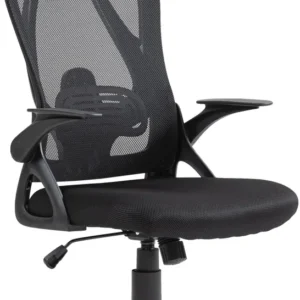 Fauteuil de bureau ergonomique pivotant réglable mécanisme de bascule accoudoirs tissu et plastique noir 10_0006934