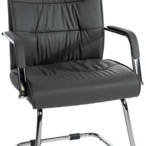 Fauteuil de bureau visiteur avec accoudoirs ergonomique en similicuir gris structure en métal chromé 10_0007605