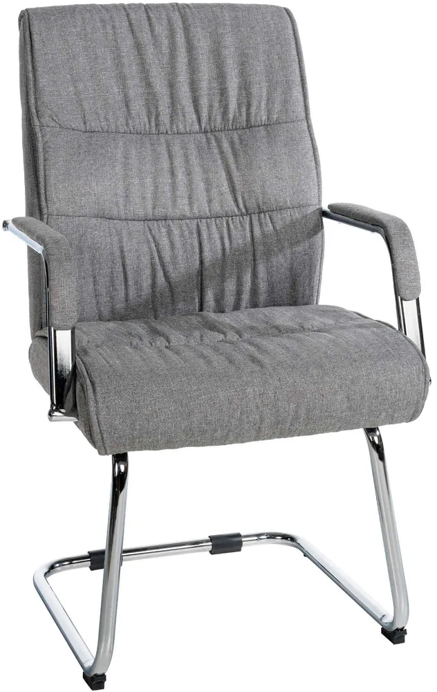 Fauteuil de bureau visiteur avec accoudoirs ergonomique en tissu gris structure en métal chromé 10_0007673