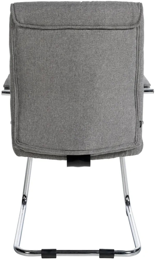 Fauteuil de bureau visiteur avec accoudoirs ergonomique en tissu gris structure en métal chromé 10_0007673